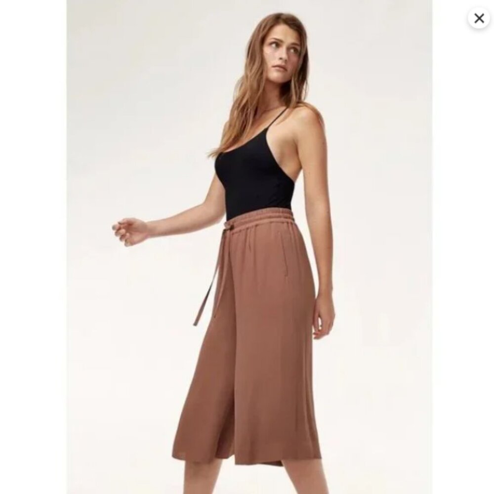 Aritzia Babaton Luiz Culottes Mocha Brown XXS | Wide-Leg Cropped Pant‎